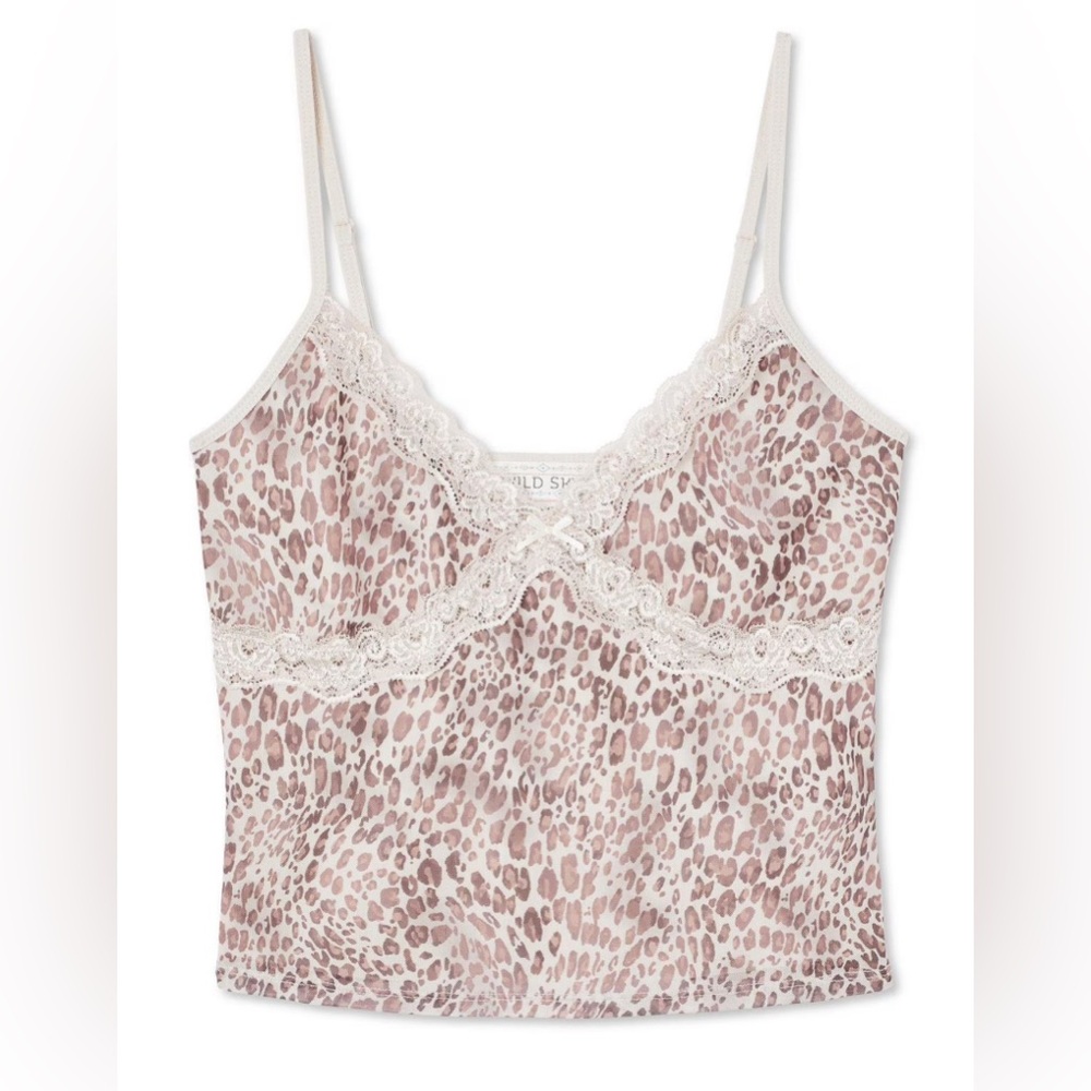 Women's Wild Skyes Leopard Print Lace Trim Cami